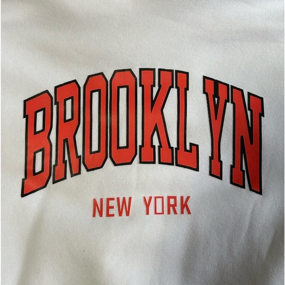 Brooklyn New York White  Crewneck Hoodie - Picture 4 of 5